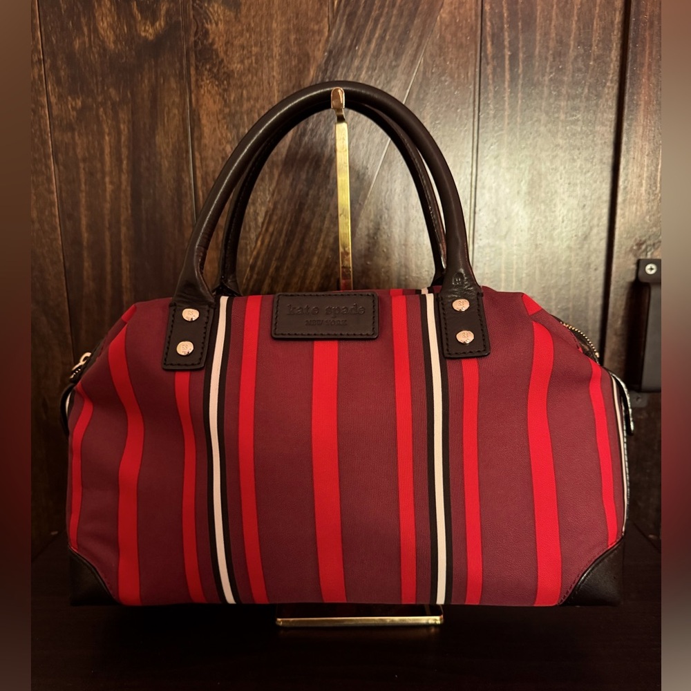 Kate Spade Red and Black Striped Women's satchel